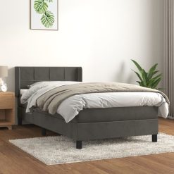 Box spring postelja z vzmetnico temno siv 90x190 cm žamet