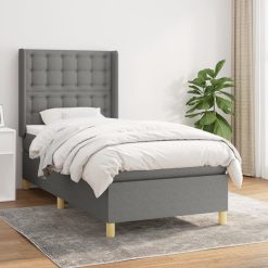 Box spring postelja z vzmetnico temno siva 100x200 cm blago