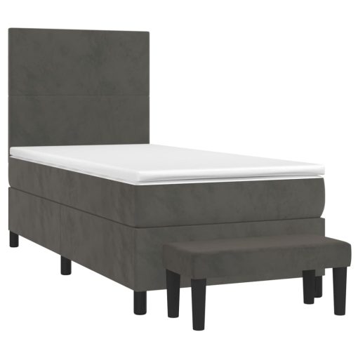 Box spring postelja z vzmetnico temno siva 100x200 cm žamet - Image 3