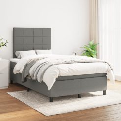 Box spring postelja z vzmetnico temno siva 120x200 cm blago