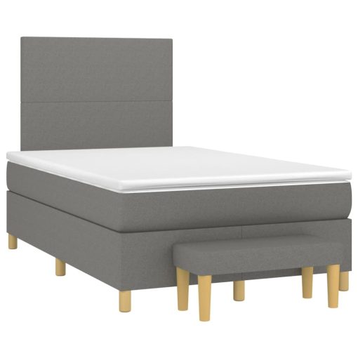 Box spring postelja z vzmetnico temno siva 120x200 cm blago - Image 3