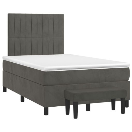 Box spring postelja z vzmetnico temno siva 120x200 cm žamet - Image 3