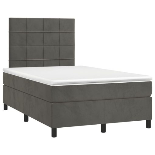 Box spring postelja z vzmetnico temno siva 120x200 cm žamet - Image 3