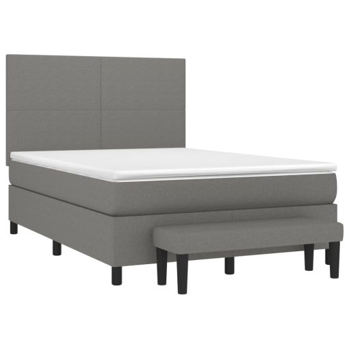 Box spring postelja z vzmetnico temno siva 140x200 cm blago - Image 3