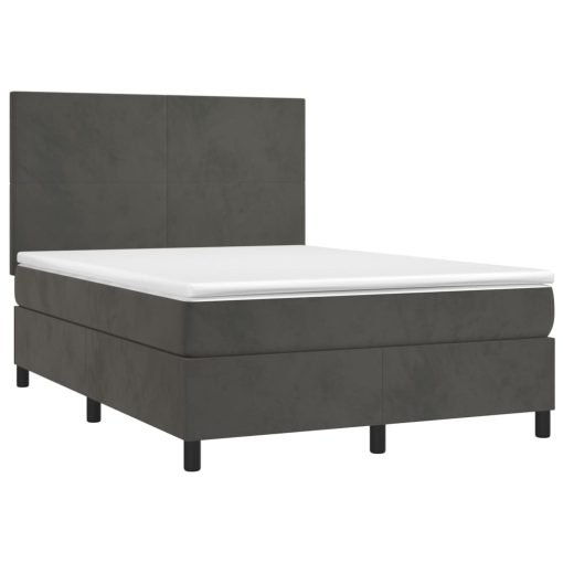 Box spring postelja z vzmetnico temno siva 140x200 cm žamet - Image 3