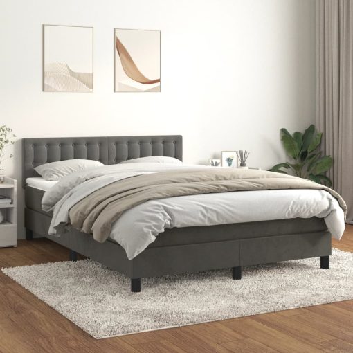 Box spring postelja z vzmetnico temno siva 140x200 cm žamet