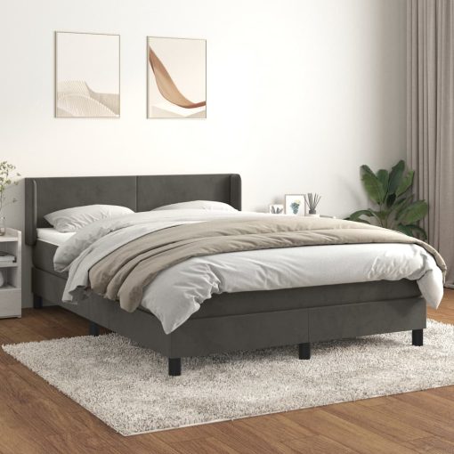 Box spring postelja z vzmetnico temno siva 140x200 cm žamet