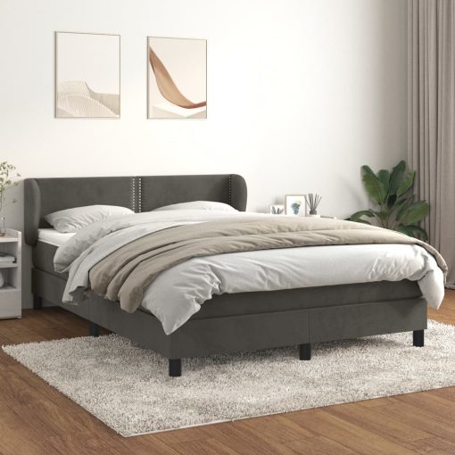 Box spring postelja z vzmetnico temno siva 140x200 cm žamet