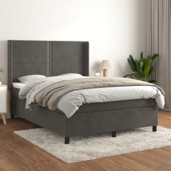 Box spring postelja z vzmetnico temno siva 140x200 cm žamet