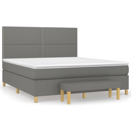 Box spring postelja z vzmetnico temno siva 160x200 cm blago - Image 2