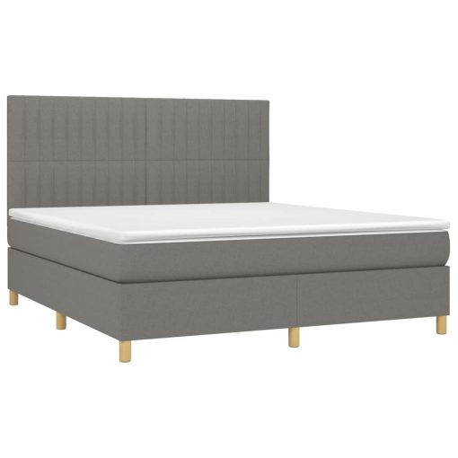 Box spring postelja z vzmetnico temno siva 160x200 cm blago - Image 3