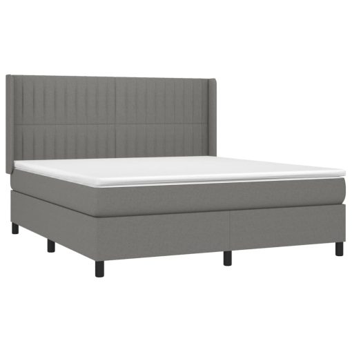 Box spring postelja z vzmetnico temno siva 160x200 cm blago - Image 3