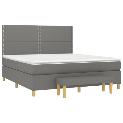 Box spring postelja z vzmetnico temno siva 160x200 cm blago - Image 3