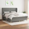 Box spring postelja z vzmetnico temno siva 160x200 cm blago