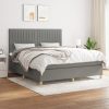 Box spring postelja z vzmetnico temno siva 160x200 cm blago
