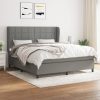 Box spring postelja z vzmetnico temno siva 160x200 cm blago