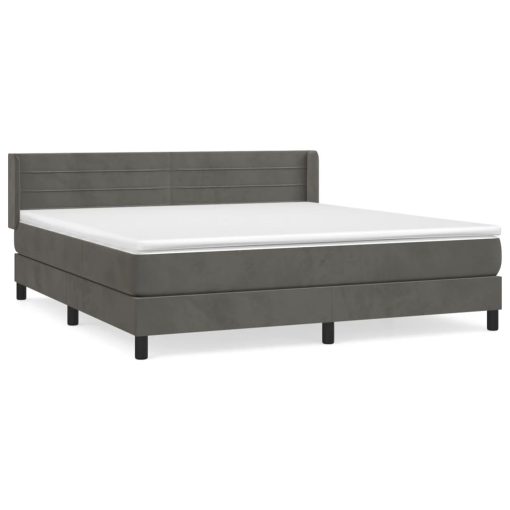 Box spring postelja z vzmetnico temno siva 160x200 cm žamet - Image 2