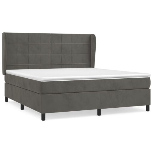 Box spring postelja z vzmetnico temno siva 160x200 cm žamet - Image 2