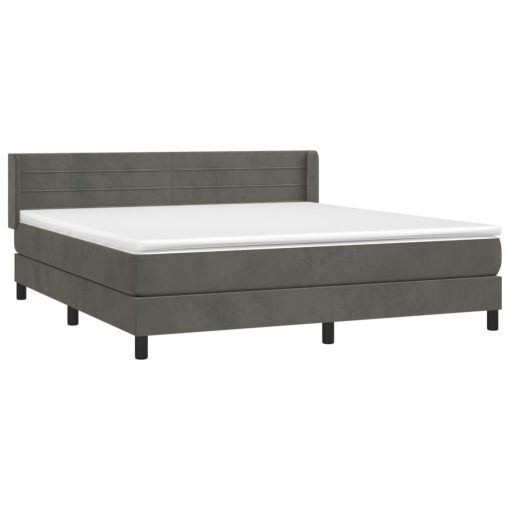 Box spring postelja z vzmetnico temno siva 160x200 cm žamet - Image 3