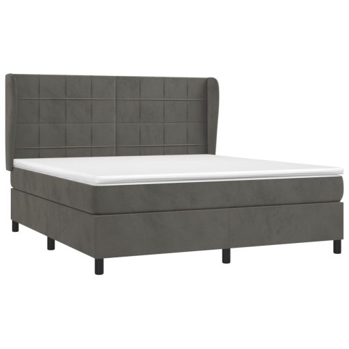 Box spring postelja z vzmetnico temno siva 160x200 cm žamet - Image 3