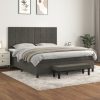 Box spring postelja z vzmetnico temno siva 160x200 cm žamet