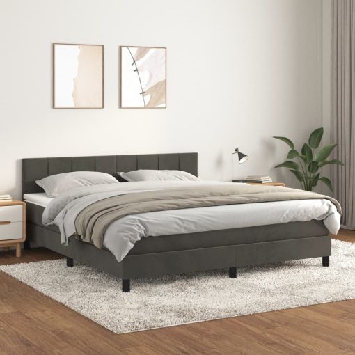 Box spring postelja z vzmetnico temno siva 160x200 cm žamet