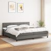 Box spring postelja z vzmetnico temno siva 180x200 cm blago