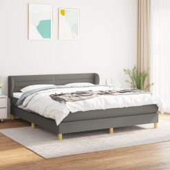 Box spring postelja z vzmetnico temno siva 180x200 cm blago