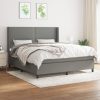 Box spring postelja z vzmetnico temno siva 180x200 cm blago