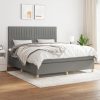 Box spring postelja z vzmetnico temno siva 180x200 cm blago