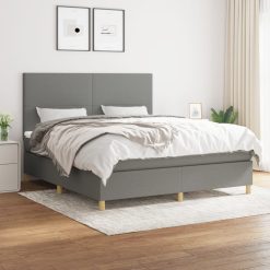 Box spring postelja z vzmetnico temno siva 180x200 cm blago