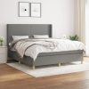 Box spring postelja z vzmetnico temno siva 180x200 cm blago