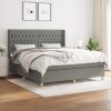 Box spring postelja z vzmetnico temno siva 180x200 cm blago