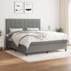 Box spring postelja z vzmetnico temno siva 180x200 cm blago