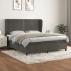 Box spring postelja z vzmetnico temno siva 180x200 cm žamet