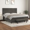 Box spring postelja z vzmetnico temno siva 180x200 cm žamet