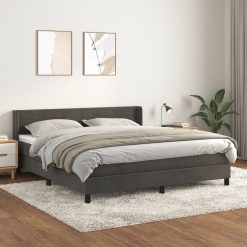 Box spring postelja z vzmetnico temno siva 180x200 cm žamet