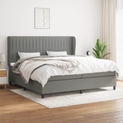 Box spring postelja z vzmetnico temno siva 200x200 cm blago