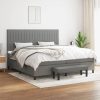 Box spring postelja z vzmetnico temno siva 200x200 cm blago