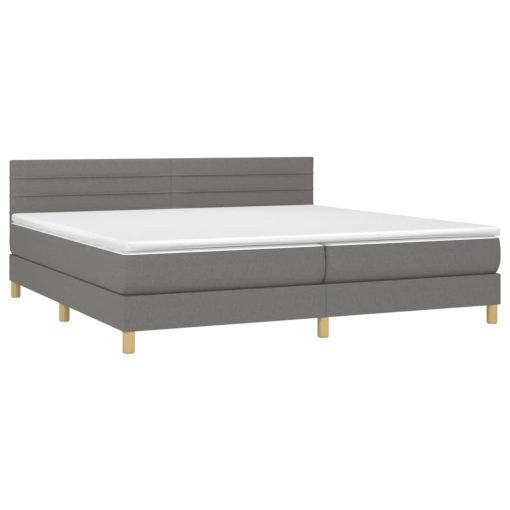 Box spring postelja z vzmetnico temno siva 200x200 cm blago - Image 3