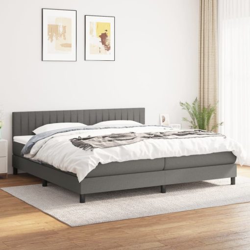 Box spring postelja z vzmetnico temno siva 200x200 cm blago