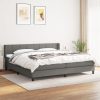 Box spring postelja z vzmetnico temno siva 200x200 cm blago