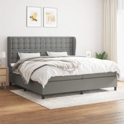 Box spring postelja z vzmetnico temno siva 200x200 cm blago
