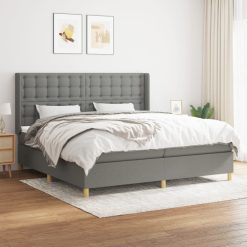Box spring postelja z vzmetnico temno siva 200x200 cm blago