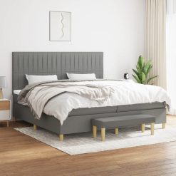 Box spring postelja z vzmetnico temno siva 200x200 cm blago