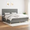 Box spring postelja z vzmetnico temno siva 200x200 cm blago