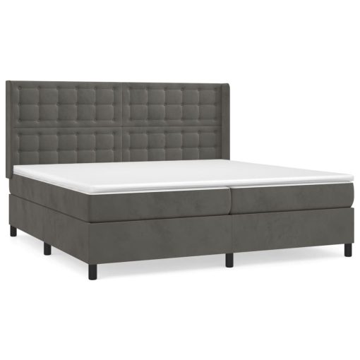 Box spring postelja z vzmetnico temno siva 200x200 cm žamet - Image 2