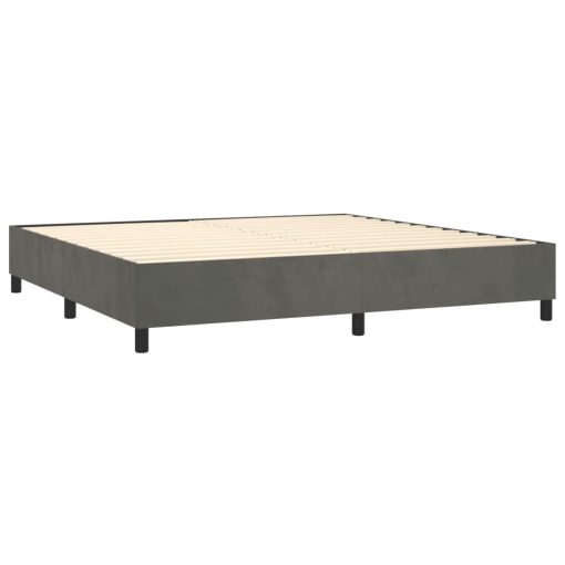 Box spring postelja z vzmetnico temno siva 200x200 cm žamet - Image 4