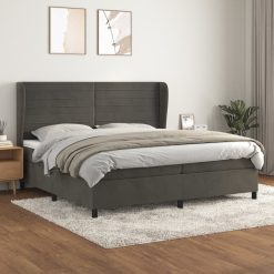 Box spring postelja z vzmetnico temno siva 200x200 cm žamet