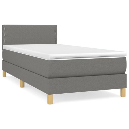 Box spring postelja z vzmetnico temno siva 80x200 cm blago - Image 2